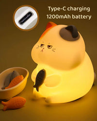 Cute Cat Night Lamp – Soft Silicone Rechargeable Tap Light
