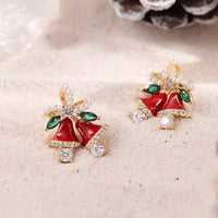 Christmas Red Bell Gold Plated Earrings