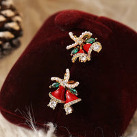 Christmas Red Bell Gold Plated Earrings