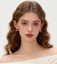 Christmas Red Bell Gold Plated Earrings