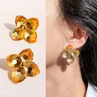 Chunky Textured Flower Earrings