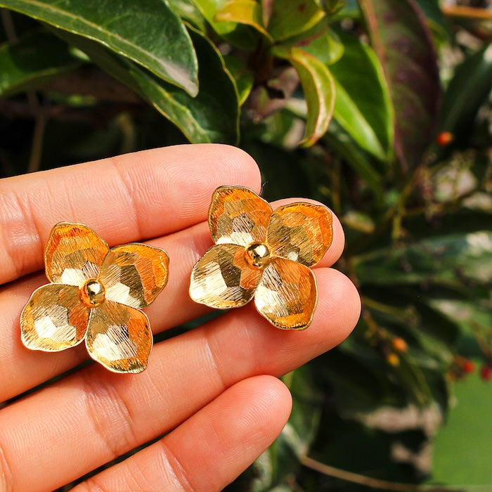 Chunky Textured Flower Earrings