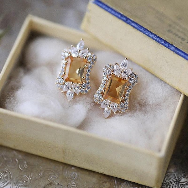 Citrine Royal Style Ear Studs