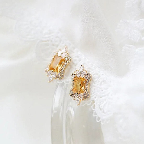 Citrine Royal Style Ear Studs