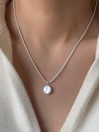 Glitter Coin Baroque Pearl Pendant Necklace