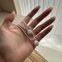 Glitter Coin Baroque Pearl Pendant Necklace