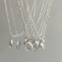 Glitter Coin Baroque Pearl Pendant Necklace