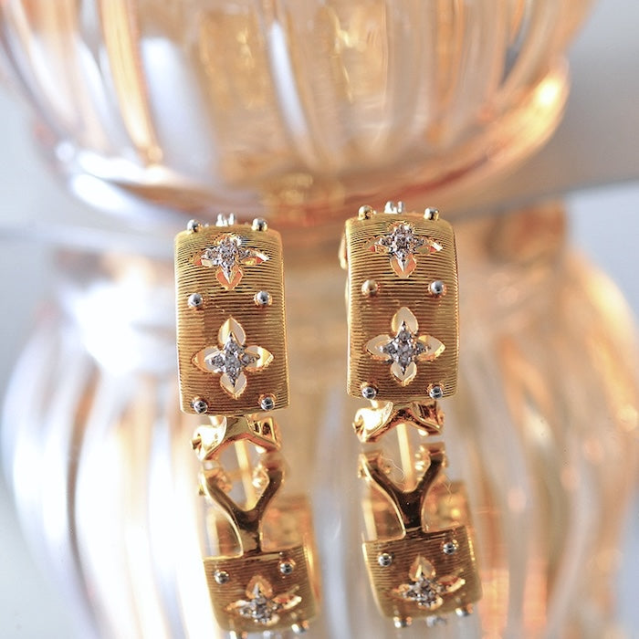 Luxurious Sparkling Cross Flower Hoop Earrings