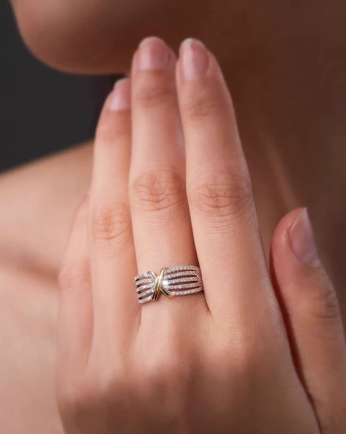 Luxurious Cross Line Eternity Ring