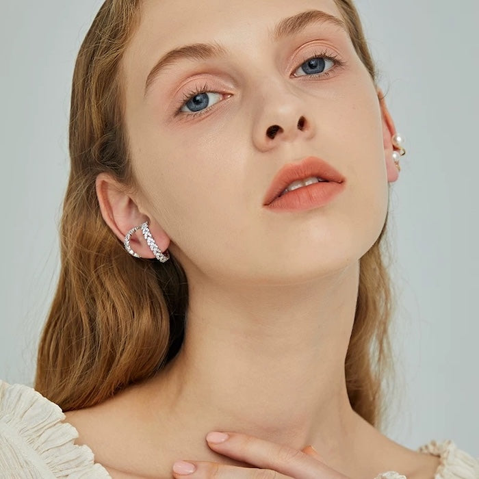 Double Hoops Dazzling Ear Cuff-One piece