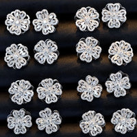 Dazzling Turning Four Leaf Clover Jewelry Set featuring rotating four-leaf clover earrings, pendant necklace, bracelet, and matching ring crafted in white gold plated brass with premium-grade zirconia.
