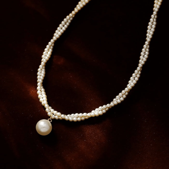 Double Strand Pearl Beaded Necklace