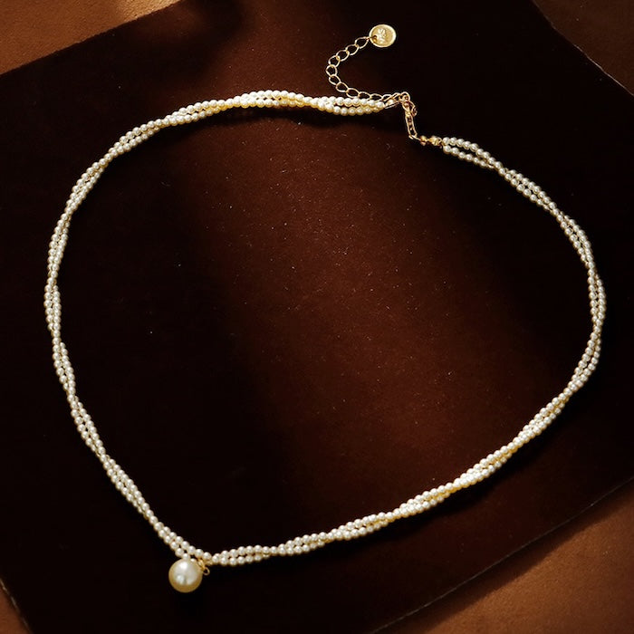 Double Strand Pearl Beaded Necklace