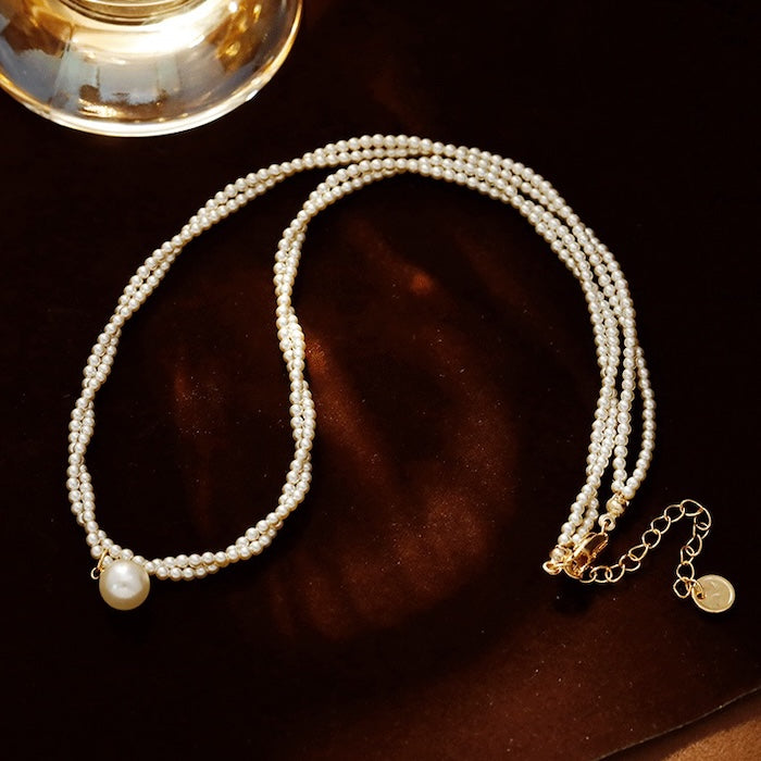 Double Strand Pearl Beaded Necklace