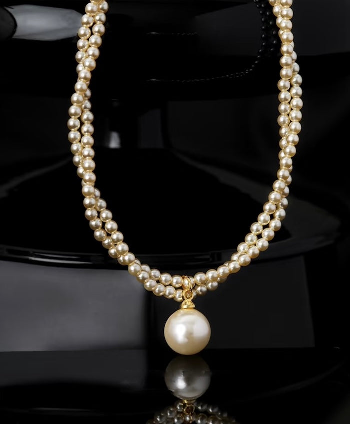 Double Strand Pearl Beaded Necklace