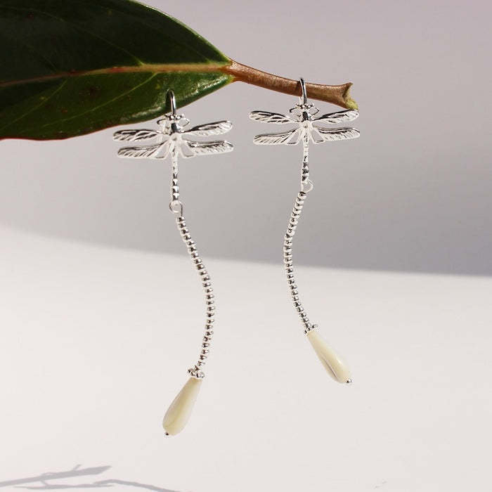 Silver Dragonfly Dynamic Earrings