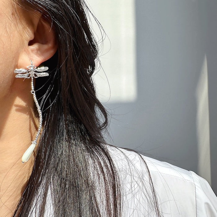 Silver Dragonfly Dynamic Earrings