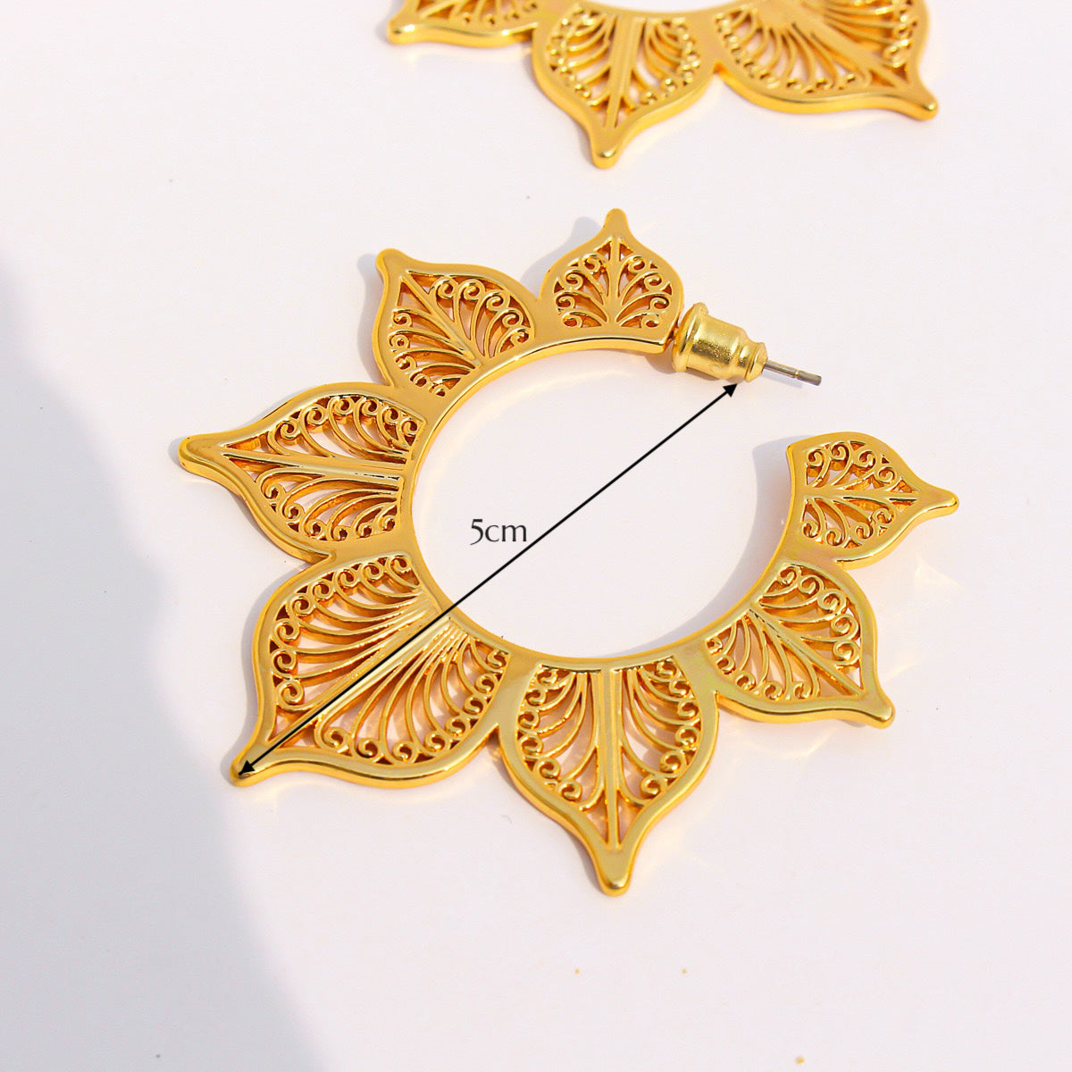 Filigree Lotus Flower Hoop Earrings