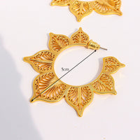 Filigree Lotus Flower Hoop Earrings