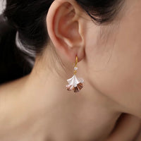 Ginkgo Leaf Skirt Earrings-Blue n Purple