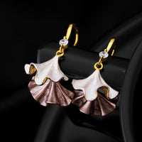 Ginkgo Leaf Skirt Earrings-Blue n Purple