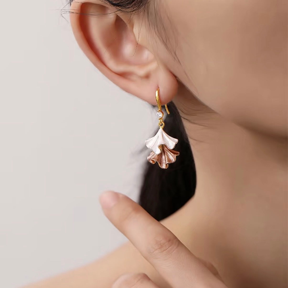 Ginkgo Leaf Skirt Earrings-Blue n Purple