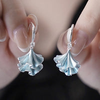 Ginkgo Leaf Skirt Earrings-Blue n Purple