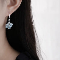 Ginkgo Leaf Skirt Earrings-Blue n Purple