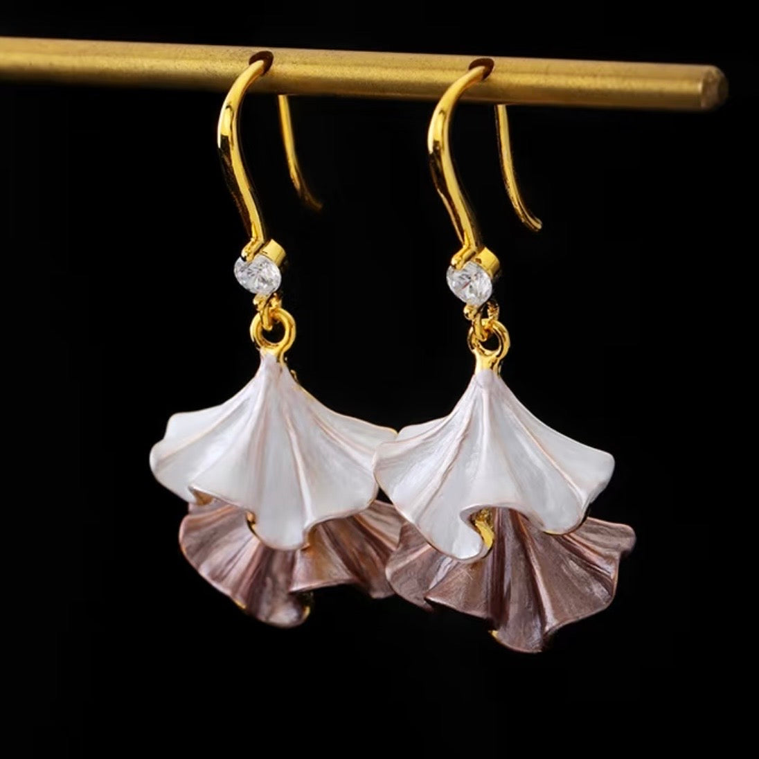Ginkgo Leaf Skirt Earrings-Blue n Purple