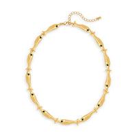 Vintage Fish Link Necklace featuring detailed gold-plated fish links connected in a playful vintage-inspired chain design.
