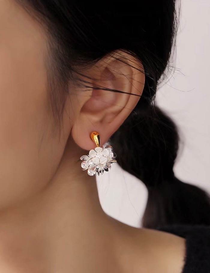 Shimmering Floral Drop Earrings