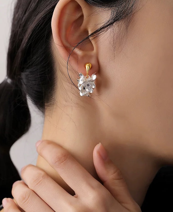 Shimmering Floral Drop Earrings