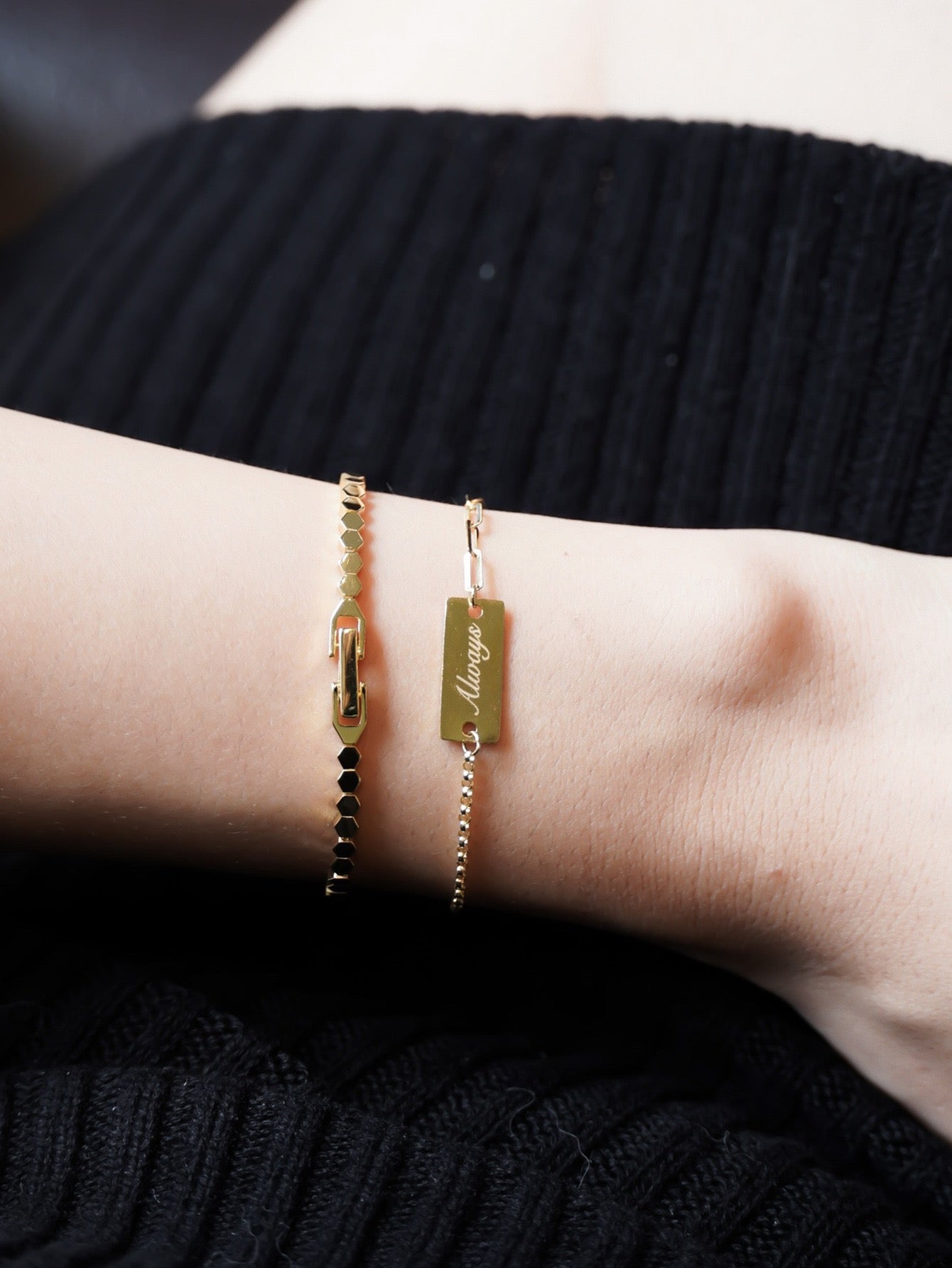 Gold Vermeil Hexagon Chain Bracelets
