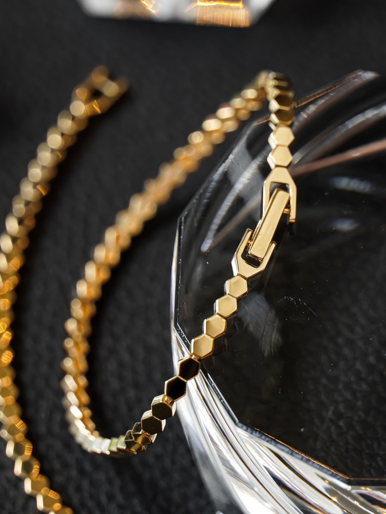 Gold Vermeil Hexagon Chain Bracelets