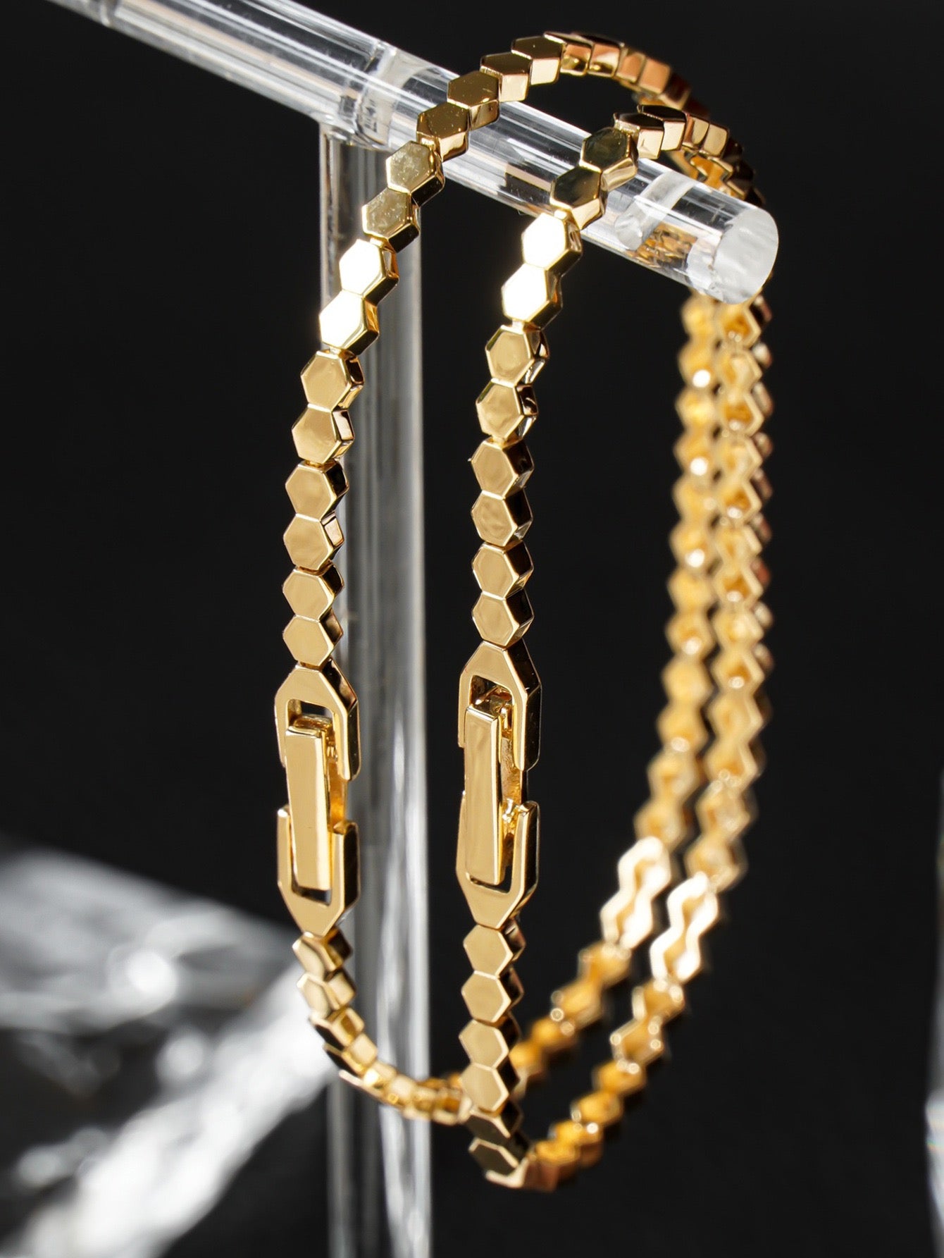 Gold Vermeil Hexagon Chain Bracelets
