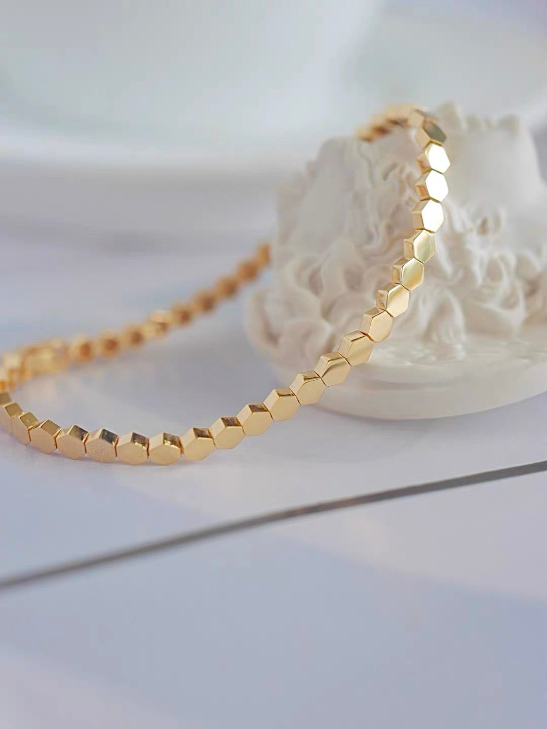 Gold Vermeil Hexagon Chain Bracelets