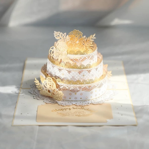 3D Birthday Card - Luxurious Lace Cake Design 