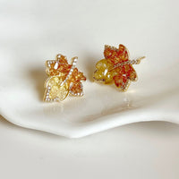 Golden Maple Stone Stud Earrings