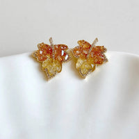Golden Maple Stone Stud Earrings