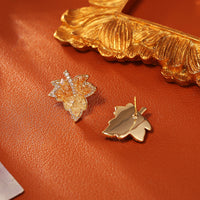Golden Maple Stone Stud Earrings