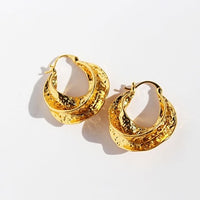 Hammered Gold Hoop Earrings – Modern Vintage Style