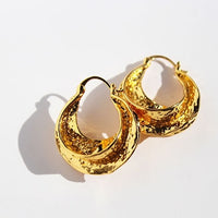 Hammered Gold Hoop Earrings – Modern Vintage Style
