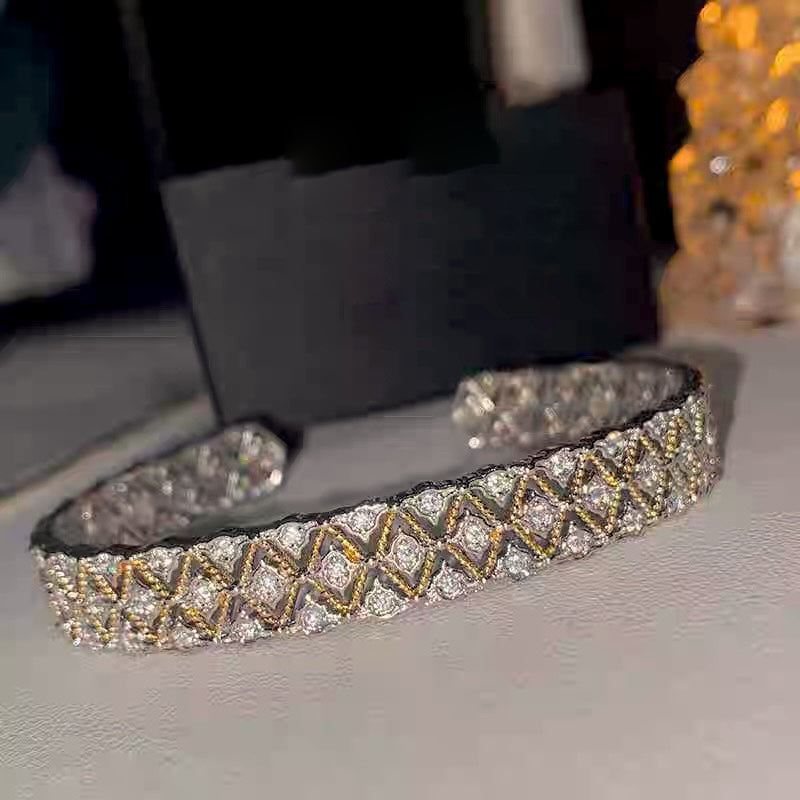 Two-Tone Honeycomb Sparkle Opening Bangle