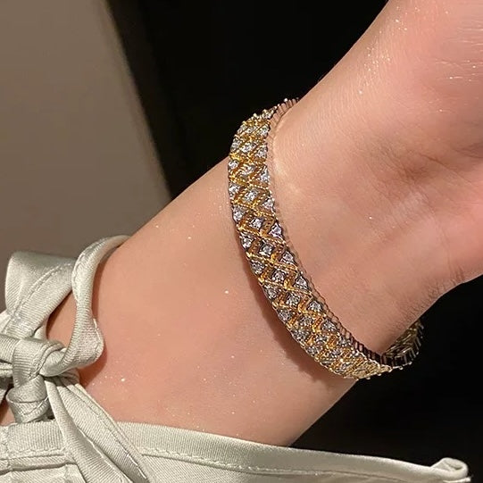 Two-Tone Honeycomb Sparkle Opening Bangle