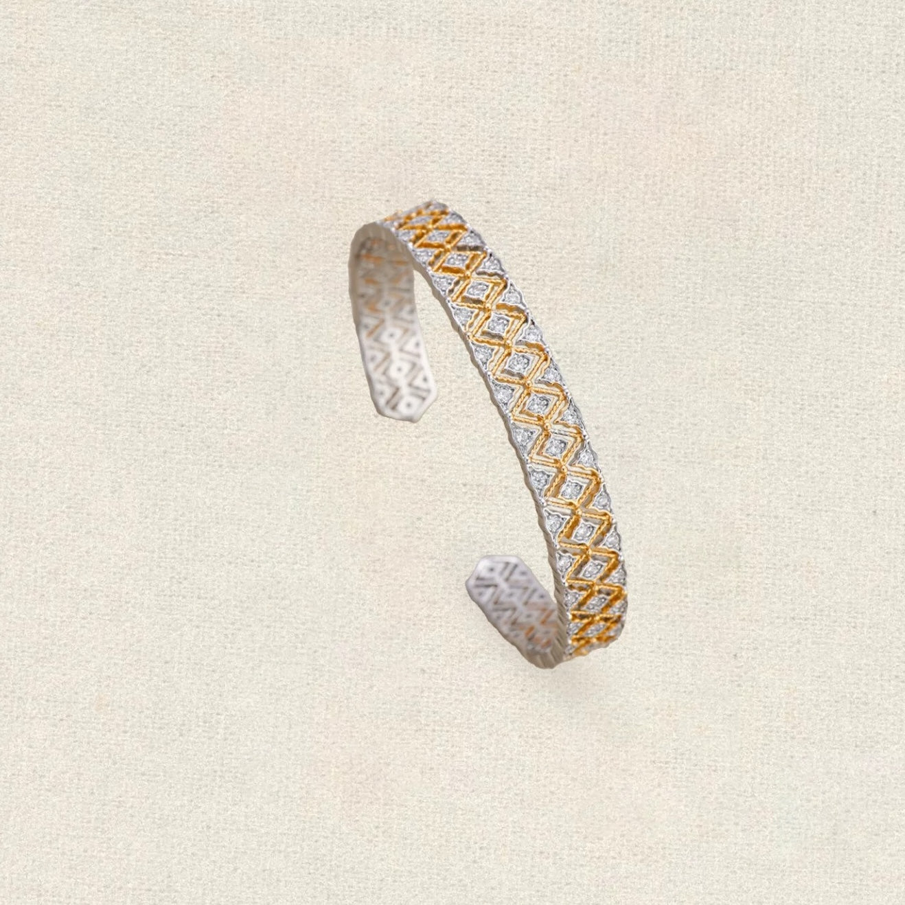 Two-Tone Honeycomb Sparkle Opening Bangle