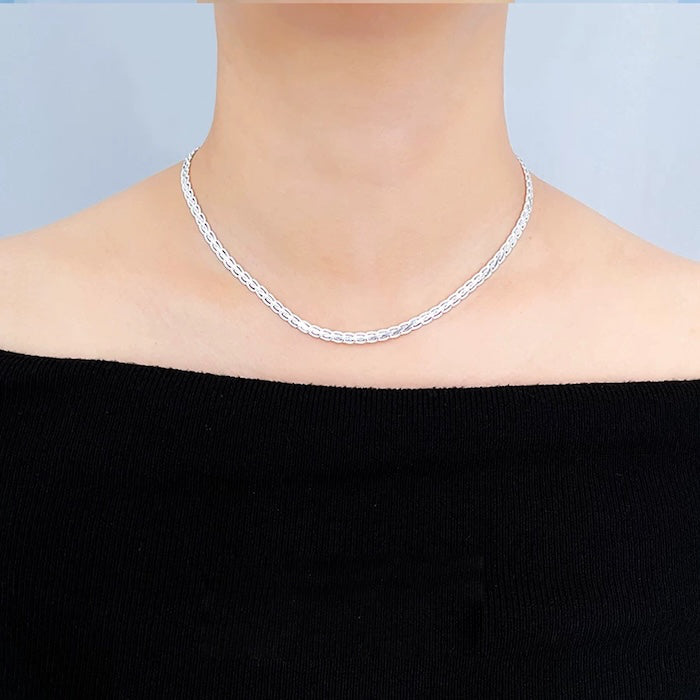 Sterling Silver Lace Weave Chain Necklace