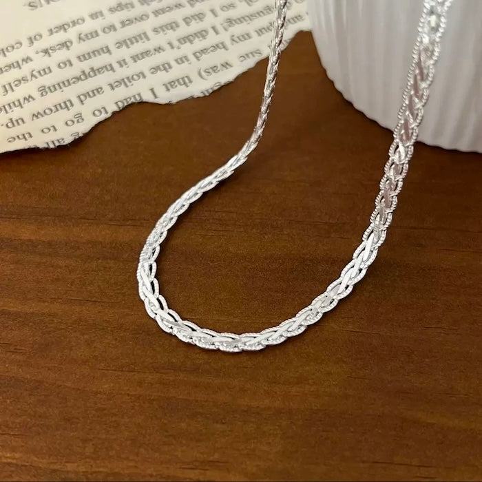 Sterling Silver Lace Weave Chain Necklace
