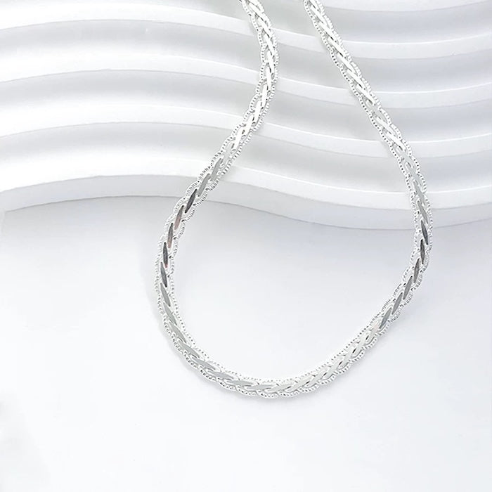 Sterling Silver Lace Weave Chain Necklace