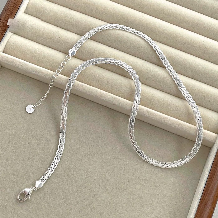 Sterling Silver Lace Weave Chain Necklace