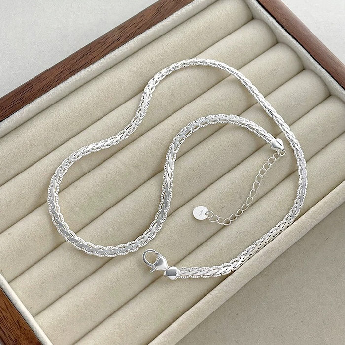 Sterling Silver Lace Weave Chain Necklace
